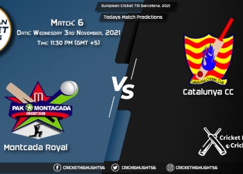 European cricket T10 Barcelona,2021, Match 6 MR vs CTL, Playing 11 & Today's Match Predictions