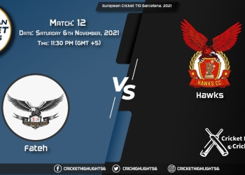 FTH vs HAW Live Score Match 12, Playing 11 Live Match Today, November 6, 2021, European Cricket T10 Barcelona, 2021