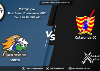 GRA vs CTL, Live Scorecard, Match 24th, November 12th, 2021, Live Cricket Score, European Cricket T10 Barcelona, 2021