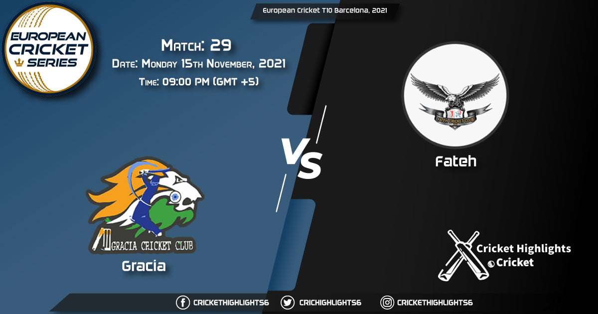 GRA vs FTH, Live Scorecard, Match 29th, November 15th, 2021, Live Cricket Score, European Cricket T10 Barcelona, 2021