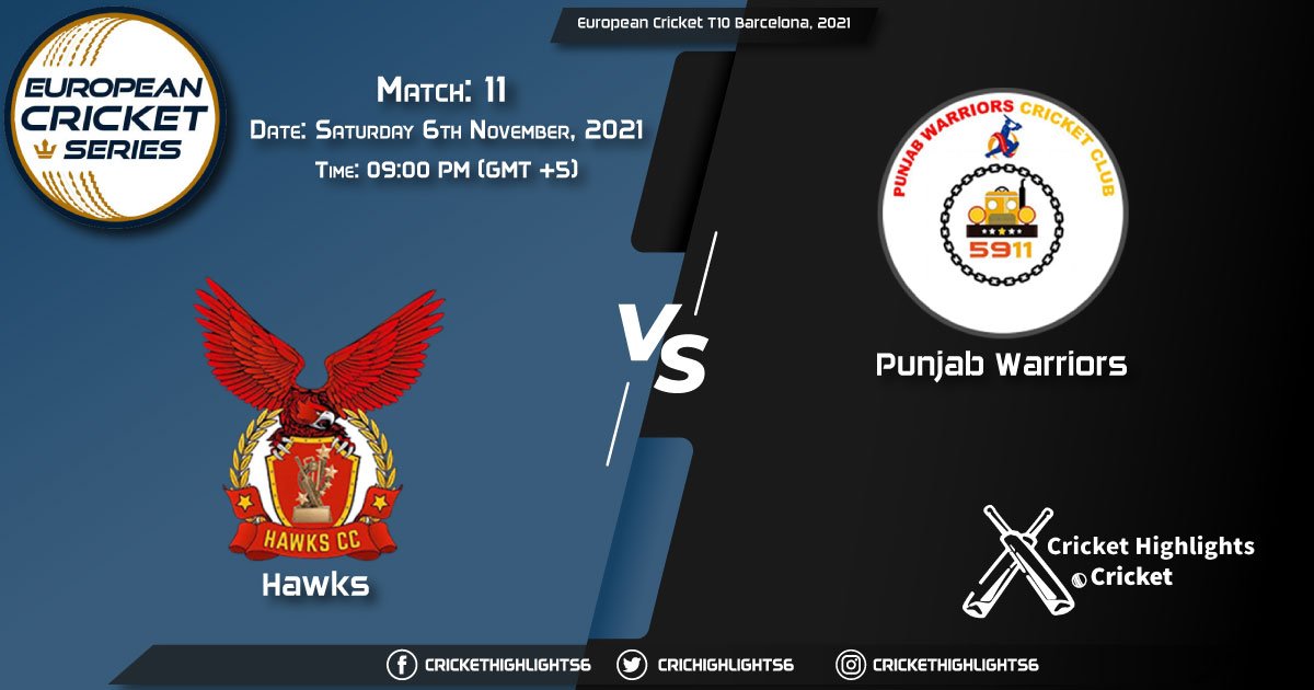 HAW vs PUW Live Score Match 11, Playing 11 Live Match Today, November 6, 2021, European Cricket T10 Barcelona, 2021