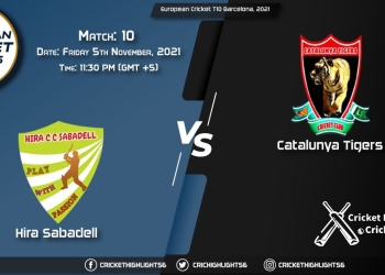 HIS vs CAT Live Score Match 10, Playing 11 Live Match Today, November 5, 2021, European Cricket T10 Barcelona, 2021