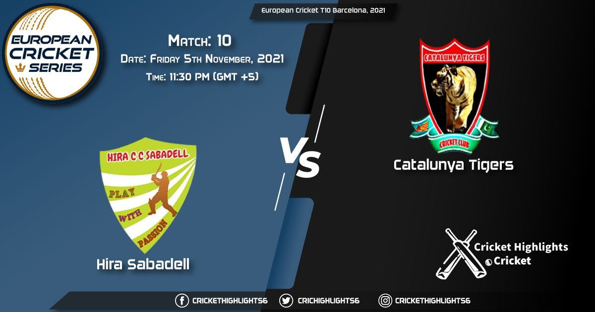 HIS vs CAT Live Score Match 10, Playing 11 Live Match Today, November 5, 2021, European Cricket T10 Barcelona, 2021