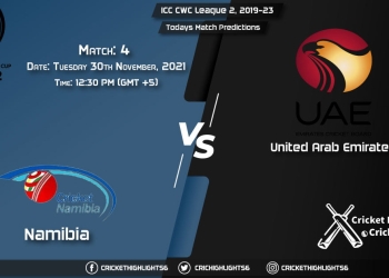 ICC CWC League 2, 2019-23, Match 4 NAM vs UAE, Playing 11 & Today's Match Predictions