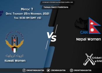 ICC Women's T20 World Cup Asia Region Qualifier, 2021, Match 7 KWT-W vs NEP-W, Playing 11 & Today's Match Predictions