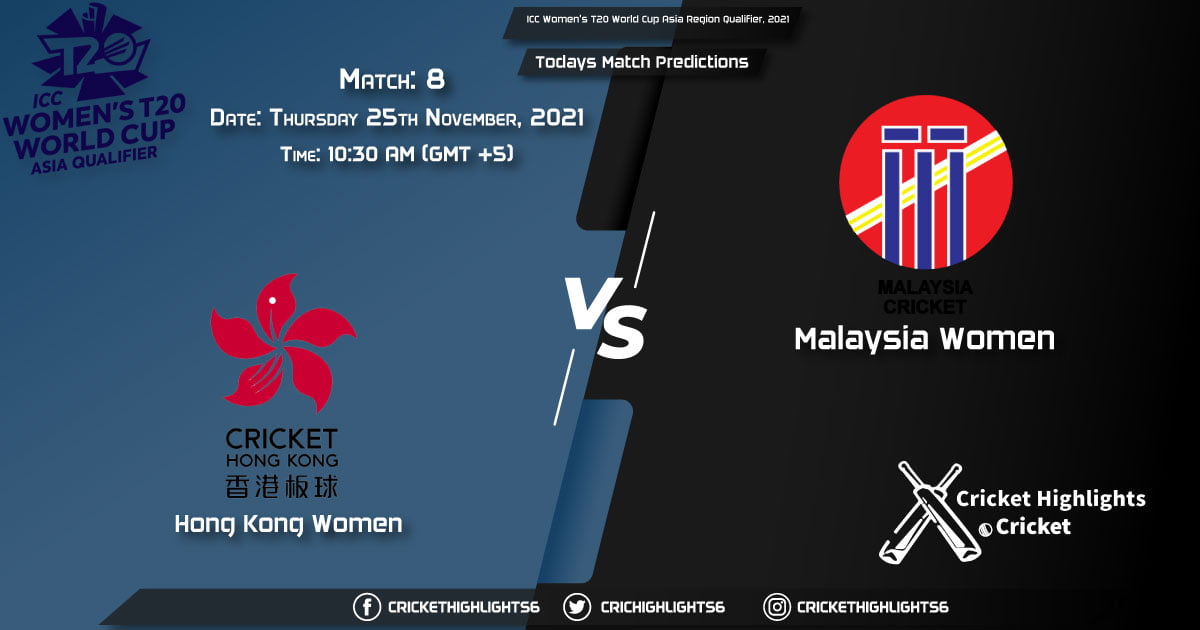 ICC Women's T20 World Cup Asia Region Qualifier, 2021, Match 8 HK-W vs MAL-W, Playing 11 & Today's Match Predictions