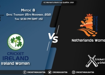 IR-W vs ND-U, Live Scorecard, Match 8, November 25, 2021, Live Cricket Score, ICC Women's World Cup Qualifier, 2021
