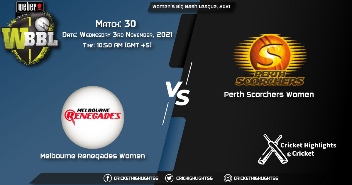 MR-W vs PS-W Live Score Match 30, Playing 11 Live Match Today, November 3, 2021, Women's Big Bash League, 2021