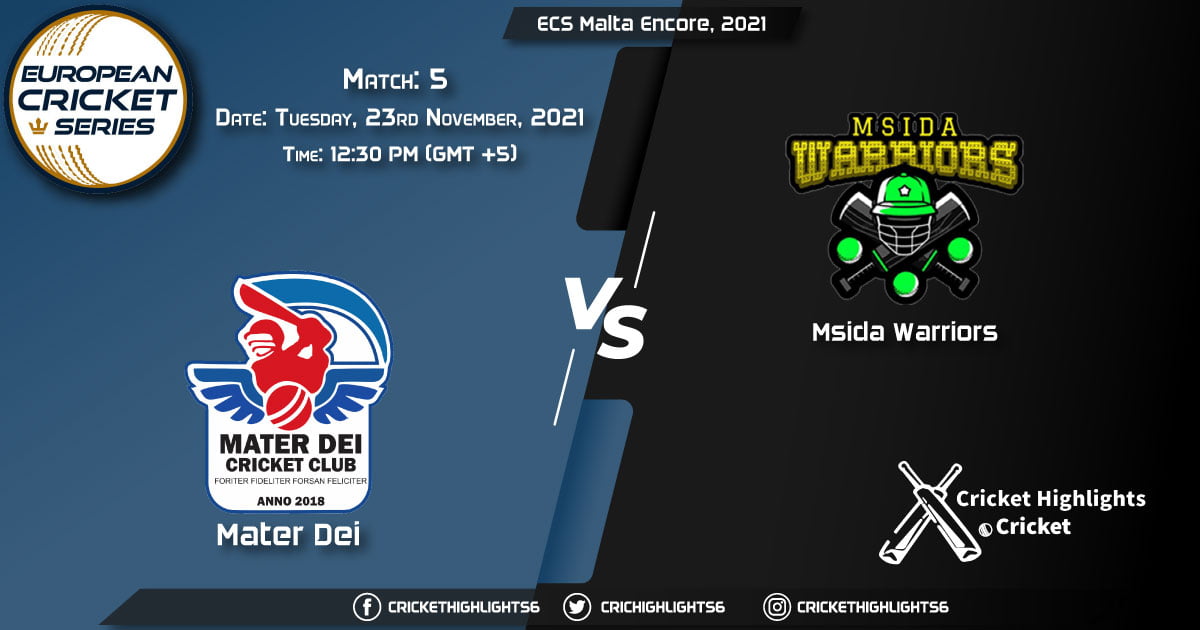MTD vs MSW Live Score Match 5 Playing 11 Live Match Today, November 23, 2021, ECS Malta Encore, 2021