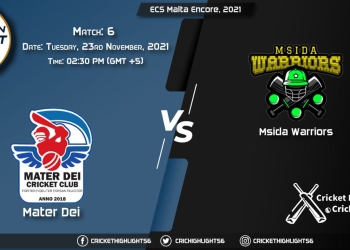 MTD vs MSW Live Score Match 6 Playing 11 Live Match Today, November 23, 2021, ECS Malta Encore, 2021