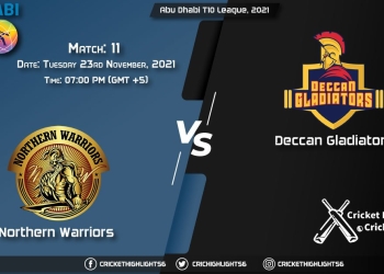 NW vs DG Live Score Match 11 Playing 11 Live Match Today, November 23, 2021, Abu Dhabi T10 League, 2021