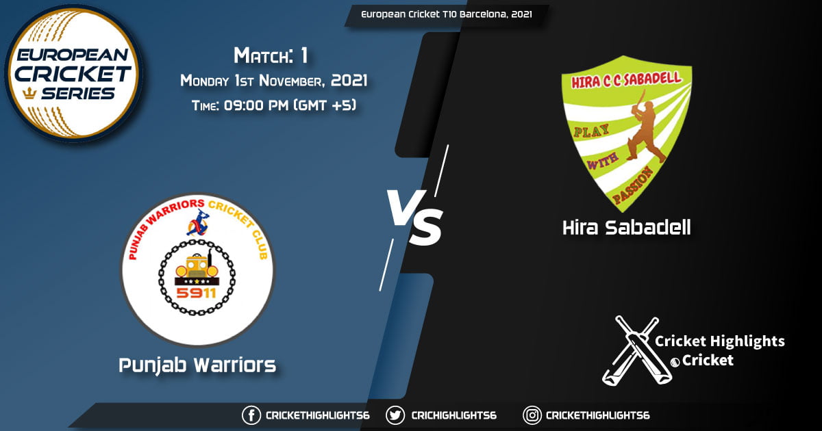 PUW vs HIS Live Score Match 1, Playing 11 Live Match Today, November 1, 2021, European Cricket T10 Barcelona, 2021