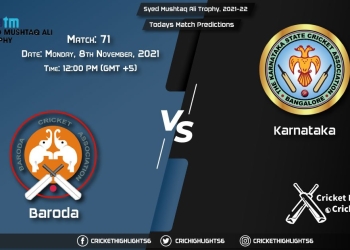 Syed Mushtaq Ali Trophy, 2021-22, Match 71 BRD vs KAR, Playing 11 & Today's Match Predictions