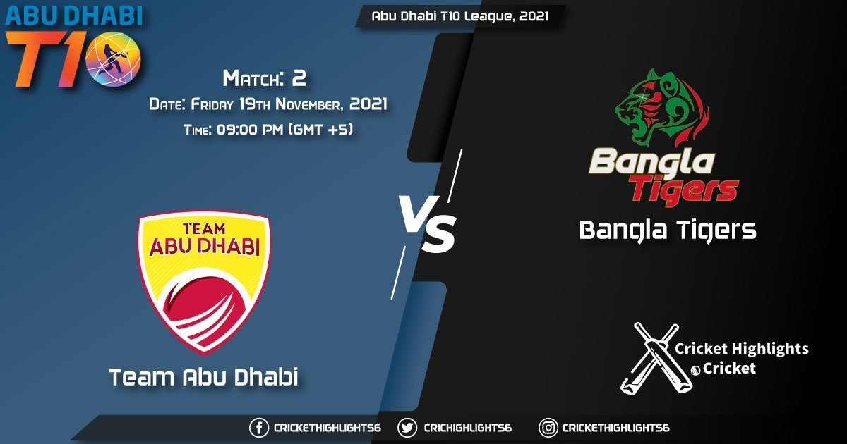 TAD vs BT, Live Scorecard, Match 2, November 19, 2021, Live Cricket Score, Abu Dhabi T10 League, 2021