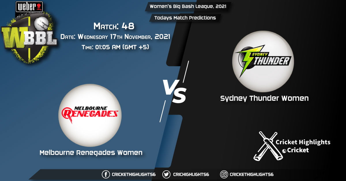 Women's Big Bash League, 2021, Match 48 MR-W vs ST-W, Playing 11 & Today's Match Predictions