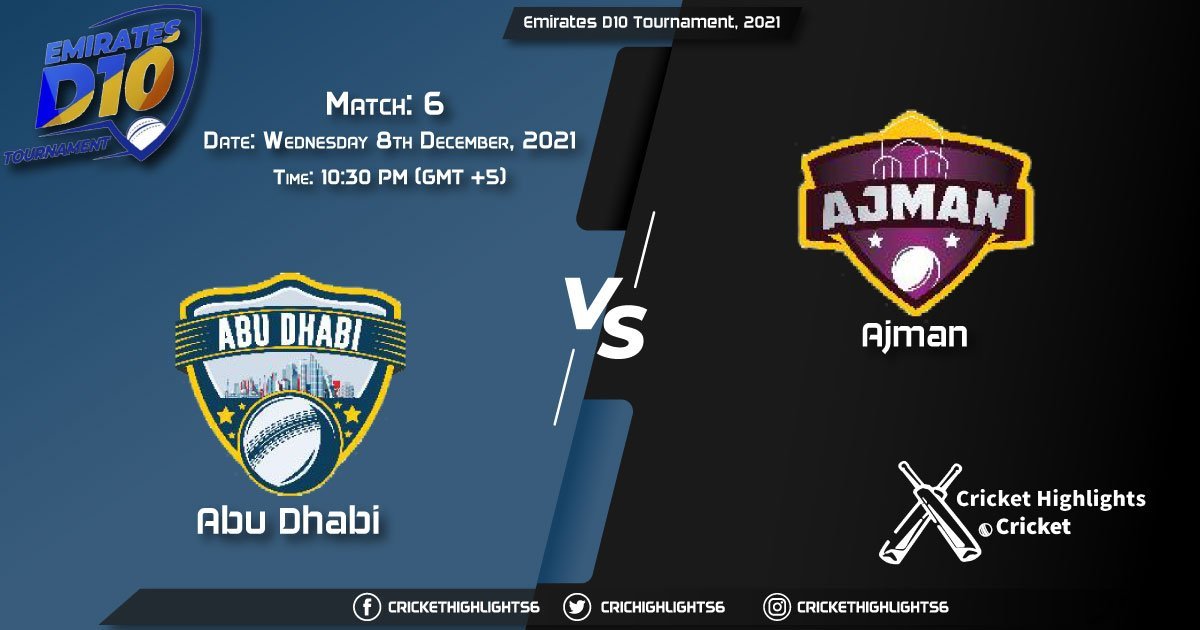 ABD vs AJM, Live Scorecard, Match 6, December 8, 2021, Live Cricket Score, Emirates D10 Tournament, 2021