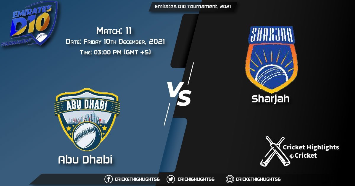 ABD vs SHA, Live Scorecard, Match 11, December 10, 2021, Live Cricket Score, Emirates D10 Tournament, 2021