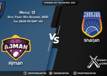 AJM vs SHA, Live Scorecard, Match 13, December 10, 2021, Live Cricket Score, Emirates D10 Tournament, 2021