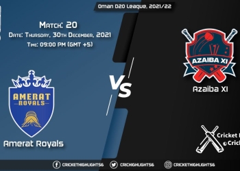 AMR vs AZA, Live Scorecard, Match 20, December 30, 2021, Live Cricket Score, Oman D20 League, 202122
