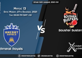 AMR vs BOB, Live Scorecard, Match 13, December 27, 2021, Live Cricket Score, Oman D20 League, 202122