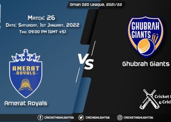 AMR vs GGI, Live Scorecard, Match 26, January 1, 2021, Live Cricket Score, Oman D20 League, 202122