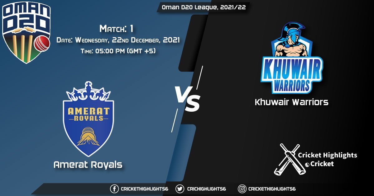 AMR vs KHW, Live Scorecard, Match 1, December 22, 2021, Live Cricket Score, Oman D20 League, 202122