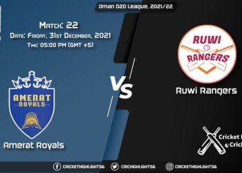 AMR vs RUR, Live Scorecard, Match 22, December 31, 2021, Live Cricket Score, Oman D20 League, 202122
