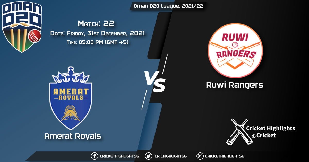AMR vs RUR, Live Scorecard, Match 22, December 31, 2021, Live Cricket Score, Oman D20 League, 202122
