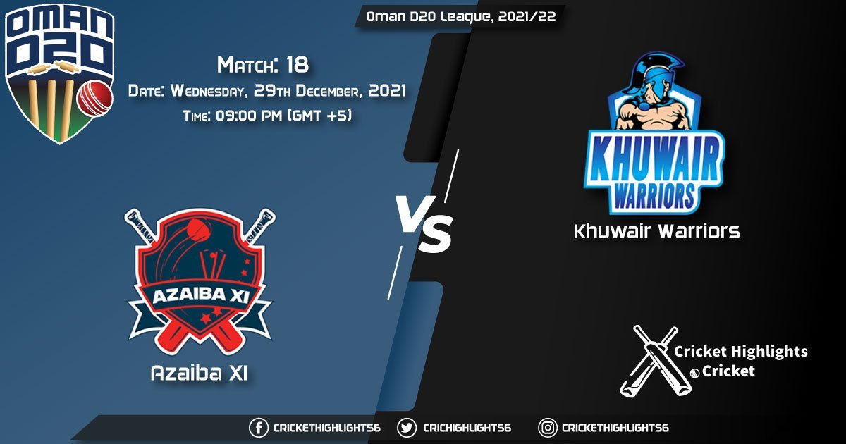 AZA vs KHW, Live Scorecard, Match 18, December 29, 2021, Live Cricket Score, Oman D20 League, 202122