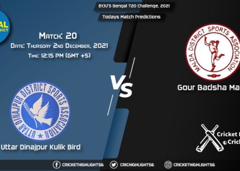 BYJU'S Bengal T20 Challenge, 2021, Match 20 UDK vs GBM, Playing 11 & Today's Match Predictions