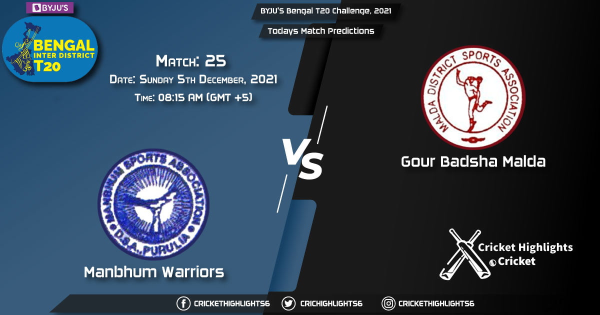 BYJU'S Bengal T20 Challenge, 2021, Match 25 MAW vs GBM, Playing 11 & Today's Match Predictions