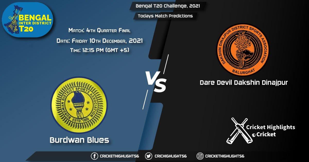 Bengal T20 Challenge, 2021, Match 4th Quarter Final BUB vs DAD, Playing 11 & Today's Match Predictions