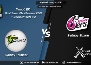 Big Bash League, 202122, Match 20 THU vs SIX, Playing 11 & Today's Match Predictions