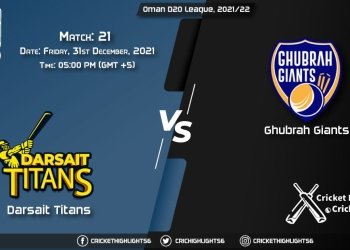 DAT vs GGI, Live Scorecard, Match 21, December 31, 2021, Live Cricket Score, Oman D20 League, 202122