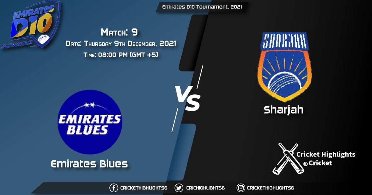 EMB vs SHA, Live Scorecard, Match 9, December 9, 2021, Live Cricket Score, Emirates D10 Tournament, 2021