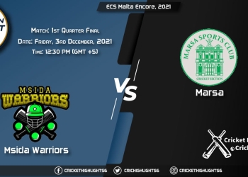 MSW vs MAR, Live Score Match 1st Quarter Final, Playing 11 Live Match Today, December 3, 2021, ECS Malta Encore, 2021