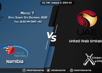 NAM vs UAE, Live Scorecard, Match 7, December 5, 2021, Live Cricket Score, ICC CWC League 2, 2019-23