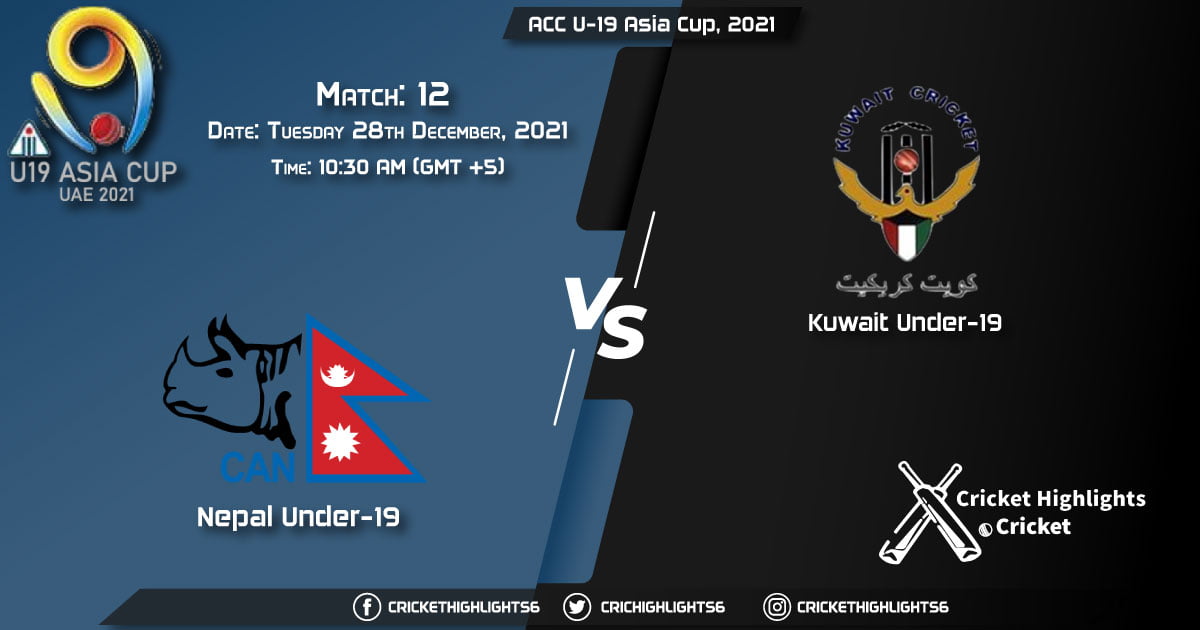 NP-U19 vs KUW-U19, Live Scorecard, Match 12, December 27, 2021, Live Cricket Score, ACC U-19 Asia Cup, 2021