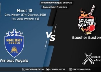 Oman D20 League, 202122, Match 13 AMR vs BOB, Playing 11 & Today's Match Predictions