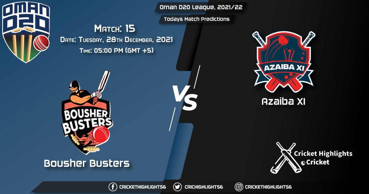 Oman D20 League, 202122, Match 15 BOB vs AZA, Playing 11 & Today's Match Predictions
