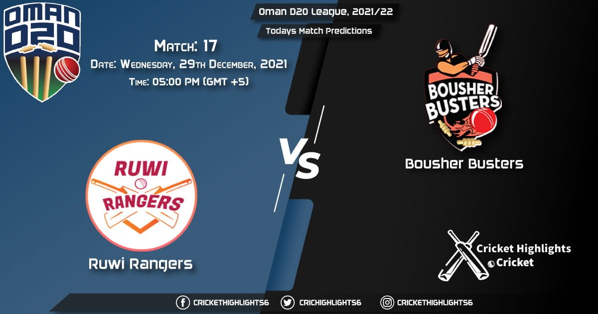 Oman D20 League, 202122, Match 17 RUR vs BOB, Playing 11 & Today's Match Predictions