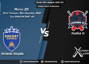 Oman D20 League, 202122, Match 20 AMR vs AZA, Playing 11 & Today's Match Predictions