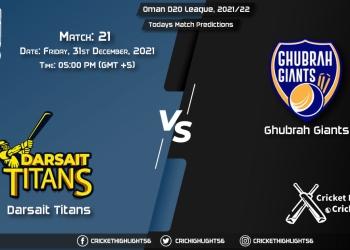 Oman D20 League, 202122, Match 21 DAT vs GGI, Playing 11 & Today's Match Predictions