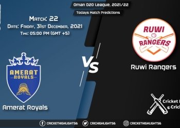 Oman D20 League, 202122, Match 22 AMR vs RUR, Playing 11 & Today's Match Predictions