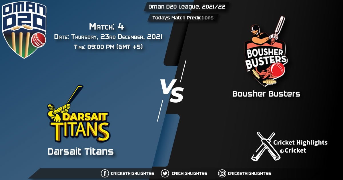 Oman D20 League, 202122, Match 4 DAT vs BOB, Playing 11 & Today's Match Predictions