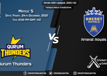 Oman D20 League, 202122, Match 5 QUT vs AMR, Playing 11 & Today's Match Predictions