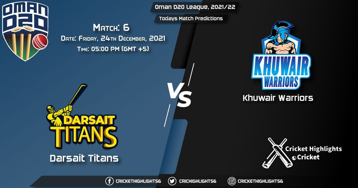 Oman D20 League, 202122, Match 6 DAT vs KHW, Playing 11 & Today's Match Predictions