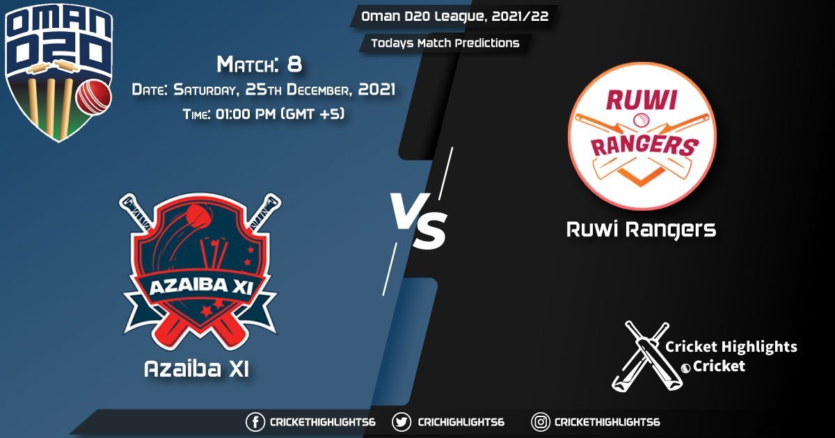 Oman D20 League, 202122, Match 8 AZA vs RUR, Playing 11 & Today's Match Predictions