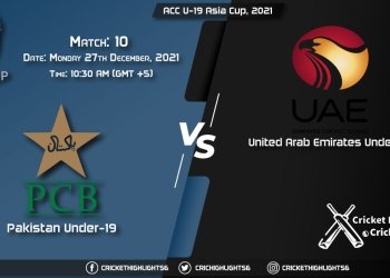 PK-U19 vs UAE-U19, Live Scorecard, Match 10, December 27, 2021, Live Cricket Score, ACC U-19 Asia Cup, 2021