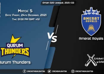 QUT vs AMR, Live Scorecard, Match 5, December 23, 2021, Live Cricket Score, Oman D20 League, 202122